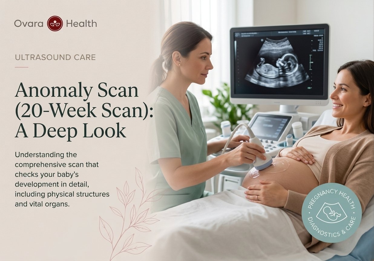 Sonographer performing a 20-week anomaly scan in pregnancy at Ovara Health